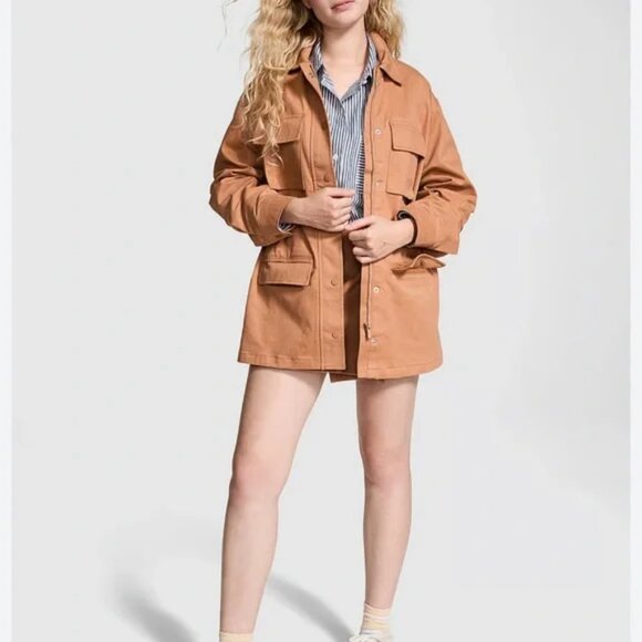 Victoria's Secret PINK Cargo Utility Jacket Size XL Color Toffee - Picture 1 of 8